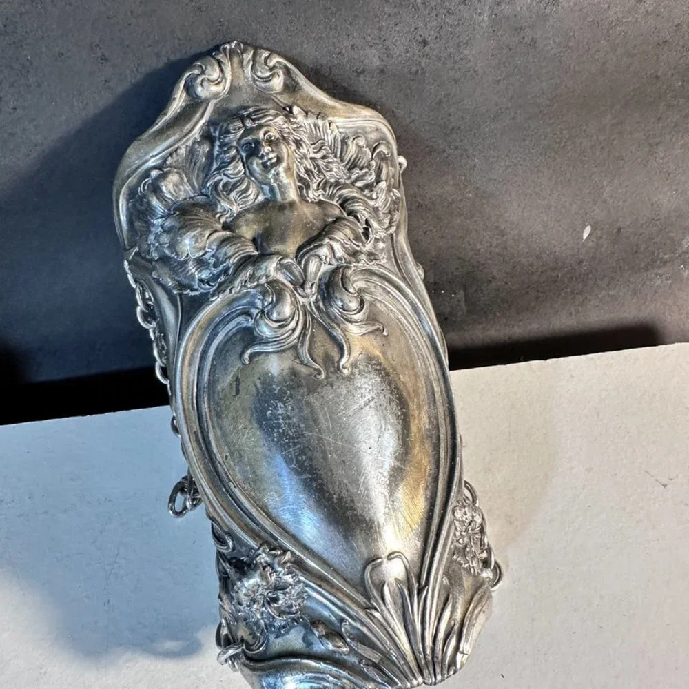 Antique Art Nouveau Wide Cuff Goddess Bracelet Bracer Alphonse Mucha Lady Face